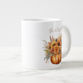 感謝と感謝のカボチャと花 –  ジャンボコーヒーマグカップ (正面右)