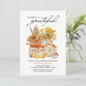 感謝と感謝のカボチャの収穫感謝祭 招待状 (スタンド正面)