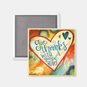 感謝と感謝のハートカラフル励み マグネット (正面/裏面)