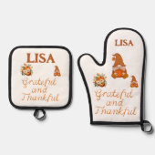 感謝と感謝の名前モノグラム | 鍋つかみ&鍋敷きセット (正面)