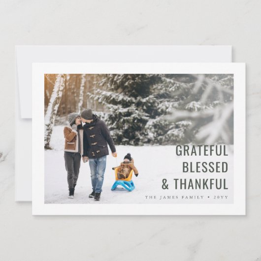 感謝と感謝の家族の写真クリスマスカード シーズンカード (正面)