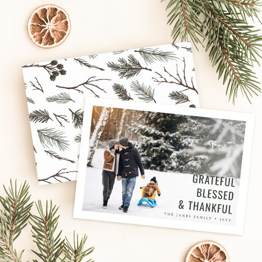 感謝と感謝の家族の写真クリスマスカード シーズンカード