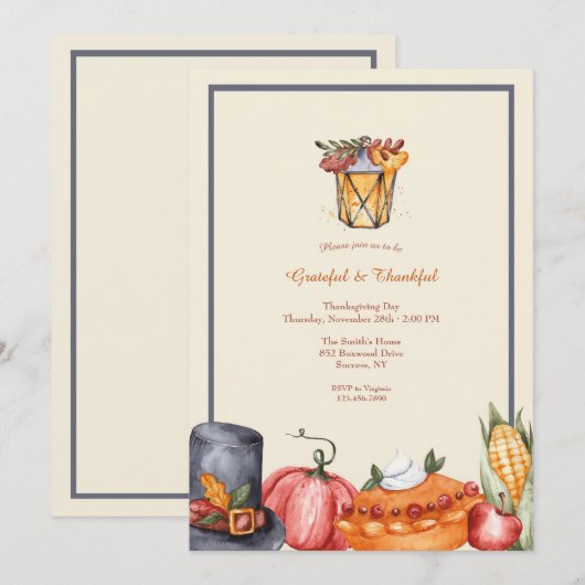 感謝と感謝の感謝祭 招待状 (正面/裏面)