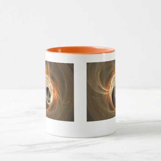 感謝と感謝の文字フラクタルハートデザイン マグカップ (中央)