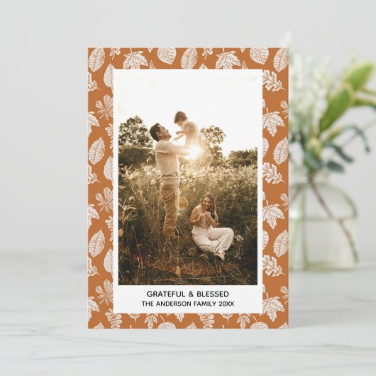感謝と感謝の気持ち賛美を表す家族写真カード 案内状 (スタンド正面)