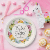 感謝と感謝の水色カボチャ秋 ペーパープレート (パーティー)