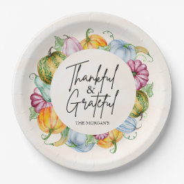 感謝と感謝の水色カボチャ秋 ペーパープレート