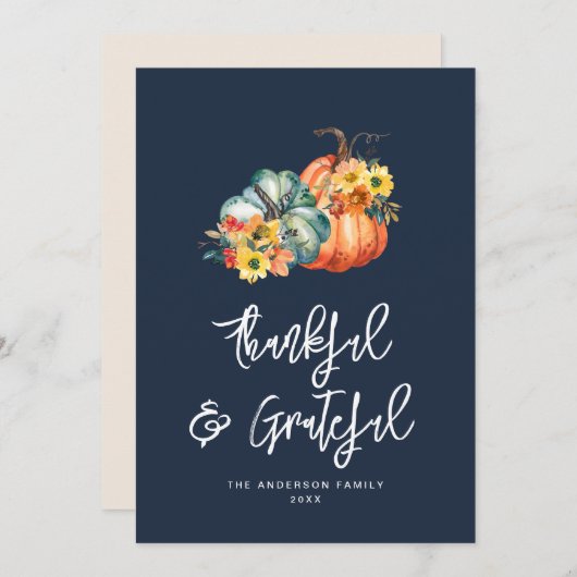 感謝と感謝の海軍の青い感謝祭 シーズンカード (正面/裏面)