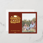 感謝と感謝賛美のフォトカード 箔シーズンポストカード (正面/裏面)