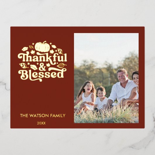 感謝と感謝賛美のフォトカード 箔シーズンポストカード (正面)