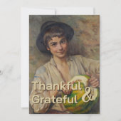 感謝と感謝 | パンプキイタリアンンを持つ少年 シーズンカード (正面)