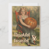 感謝と感謝 | ヴィンテージガールとカボチャ シーズンカード (正面)