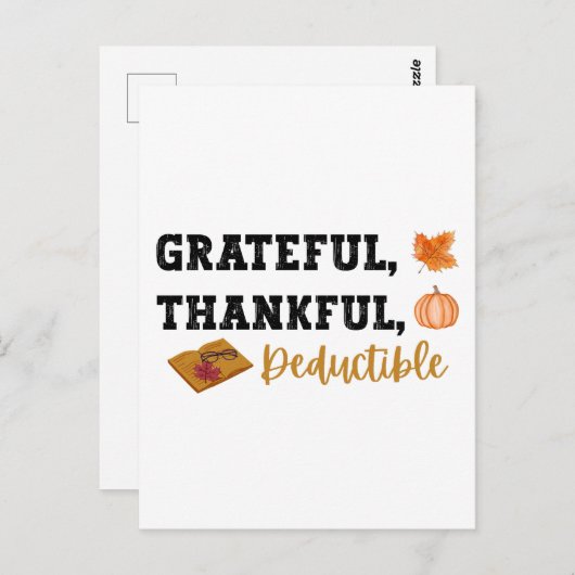 感謝と控除 - 会計士のためのユーモア ポストカード (正面/裏面)
