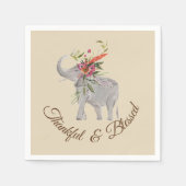 感謝と祝福の象の感謝祭 スタンダードカクテルナプキン (正面)