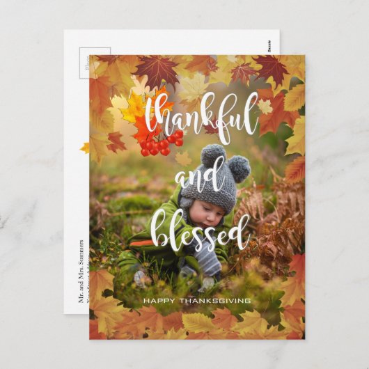感謝と秋賛美の感謝祭の写真 シーズンポストカード (正面/裏面)