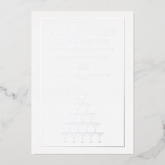 感謝と称賛を込めた社内シャンパンタワー 箔招待状 (正面)