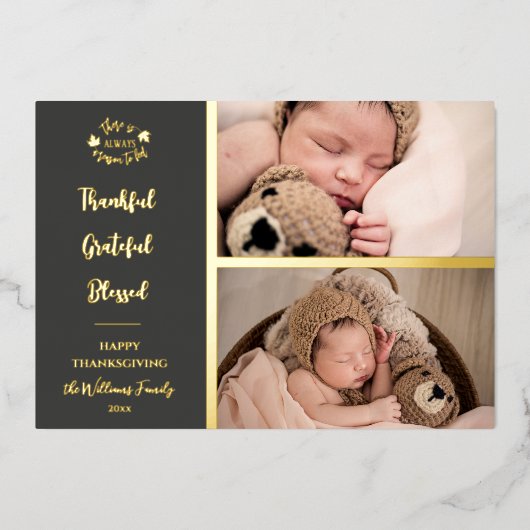 感謝と美賛美しい感謝記念写真 箔シーズンカード (正面)