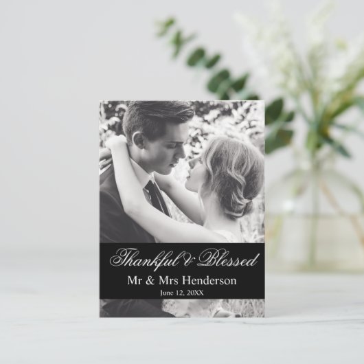 感謝と賛美スクリプト写真の結婚ありがとう ポストカード (スタンド正面)