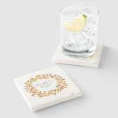 感謝と賛美リース秋絵を描の ストーンコースター (横)