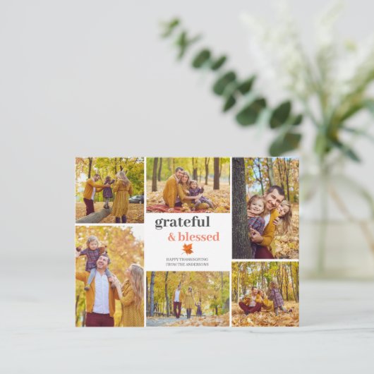感謝と賛美秋感謝家族の写真 シーズンポストカード (スタンド正面)