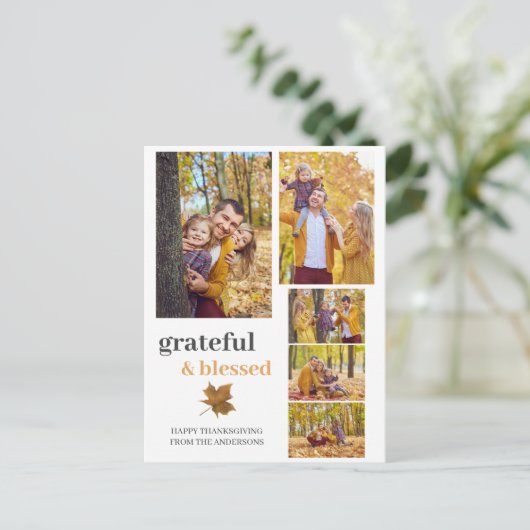 感謝と賛美秋感謝家族の写真 シーズンポストカード (スタンド正面)