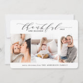 感謝と賛美3枚の写真エレガント家族 シーズンカード (正面)