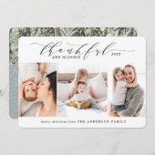 感謝と賛美3枚の写真エレガント家族 シーズンカード (正面/裏面)