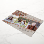 感謝と賛美3枚の写真感謝祭バラ金ゴールド 箔シーズンカード (回転した状態)