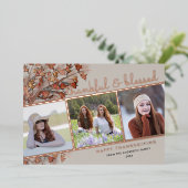 感謝と賛美3枚の写真感謝祭バラ金ゴールド 箔シーズンカード (立ち正面)