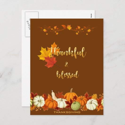 感謝と金賛美の台本の感謝祭 シーズンポストカード (正面/裏面)