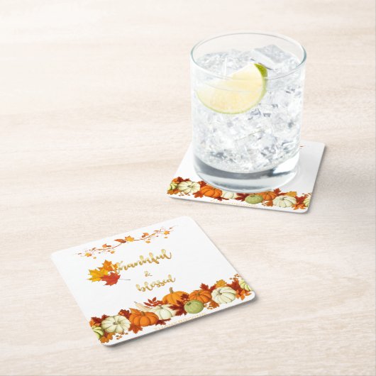 感謝と金賛美の台本の感謝祭 スクエアペーパーコースター (インサイチュ)