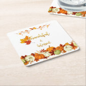 感謝と金賛美の台本の感謝祭 スクエアペーパーコースター (アングル)