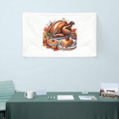 感謝と飛ぶ七面鳥 – Urban Cartoon カラフル Ove 横断幕 (トレードショー)