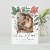 感謝に満ちたシックなウィンターボタニカル写真 シーズンカード (スタンド正面)