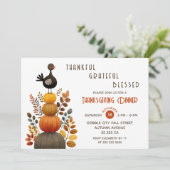 感謝に満ちた幸せな感謝祭の食事 招待状 (スタンド正面)