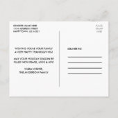 感謝に満ちた幸せな木の感謝祭のトラック ポストカード (裏面)