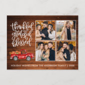 感謝に満ちた幸せな木の感謝祭のトラック ポストカード (正面)