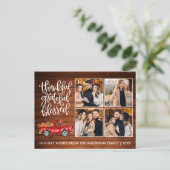 感謝に満ちた幸せな木の感謝祭のトラック ポストカード (スタンド正面)