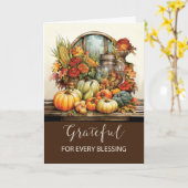 感謝に満ちた感謝祭の祝福 - 静物 カード (黄色い花)