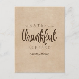 感謝に満ちた テクスチャードブラウン ポストカード