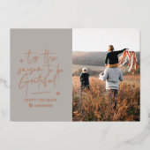 感謝に満ちた モダン ミニマル エレガントなスクリプト 箔シーズンカード (正面)