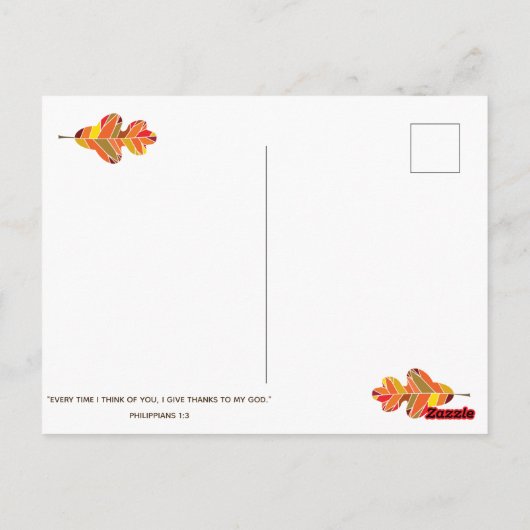 感謝に満ちた 感謝すべき 祝福された 感謝祭の聖書の一節 ポストカード (裏面)