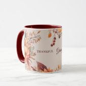 感謝に満ちて 恵まれて幸せな 花のある感謝祭 マグカップ (正面左)