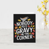 感謝のおもしろい意を表す誰もグレービーを隅に置かない カード (黄色い花)