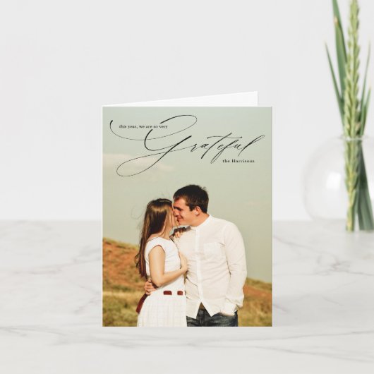 感謝のお祝モダンいのお祝いの写真カード シーズンカード (正面)