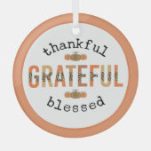 感謝のかわいい賛美秋感謝祭 ガラスオーナメント (正面)