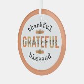 感謝のかわいい賛美秋感謝祭 ガラスオーナメント (正面左)