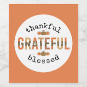 感謝のかわいい賛美秋感謝祭 ワインラベル (シングルラベル)