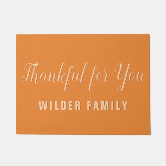 感謝のためにあなた家族の名前オレンジの秋doormat ドアマット (正面)