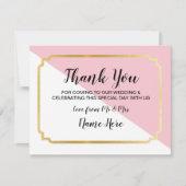 感謝のウェディングカード ピンク ゴールド エレガント ドット 招待状 (正面)